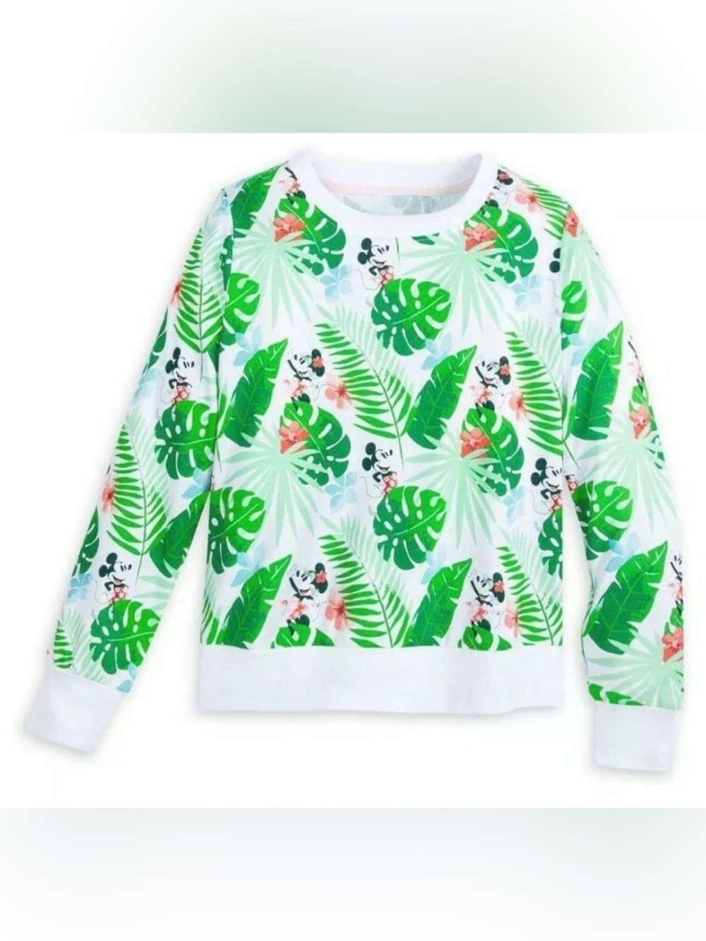DISNEY Small World and Mickey & Minnie Mouse Tropical Pullover Long Sleeve Top